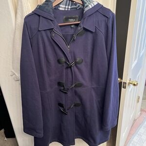Torrid Fleece Toggle Front Coat In Navy Size 4 Plus Size